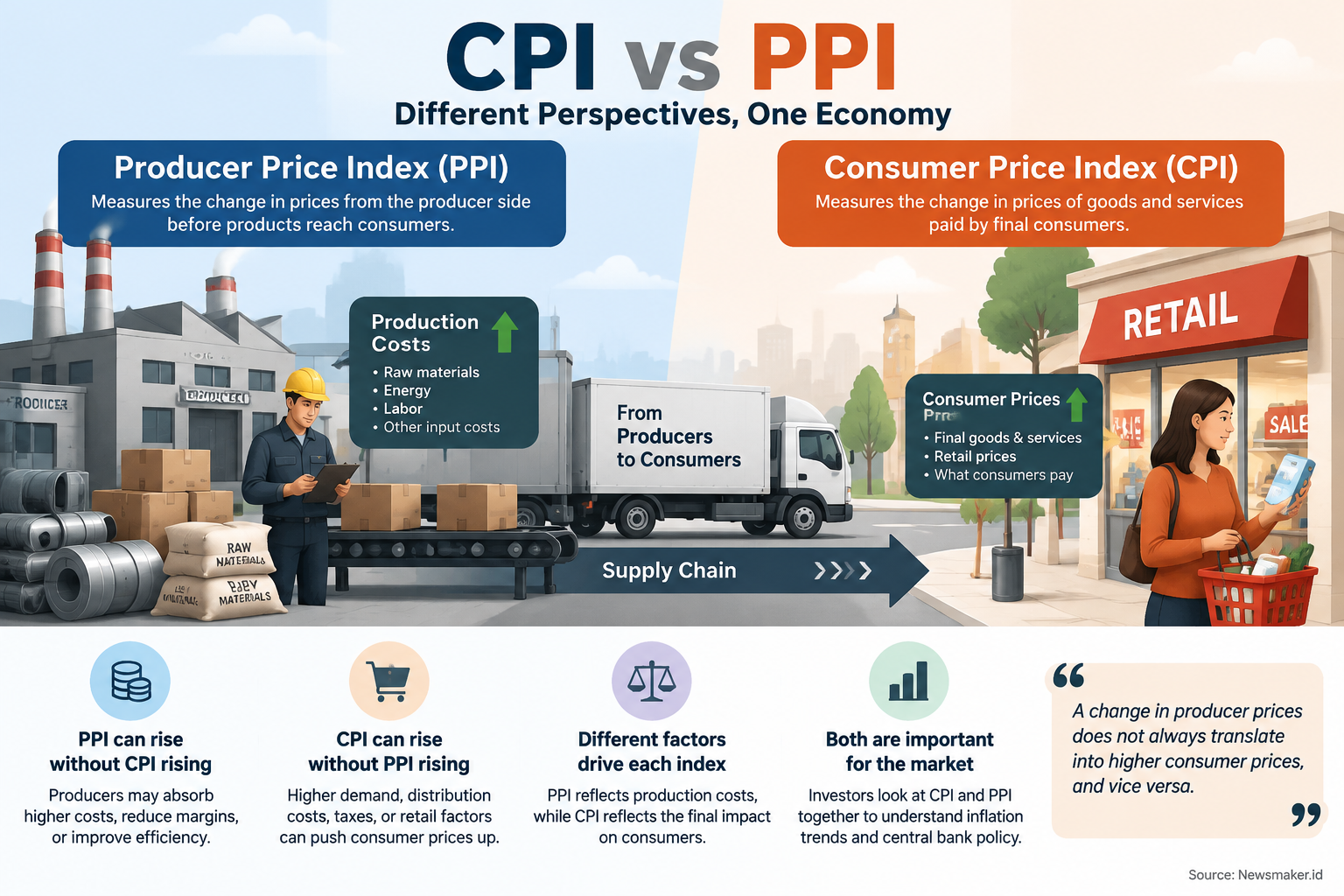 CPI vs PPI: Mengapa Kenaikan Harga Produsen Belum Tentu Membuat Harga Konsumen Naik?