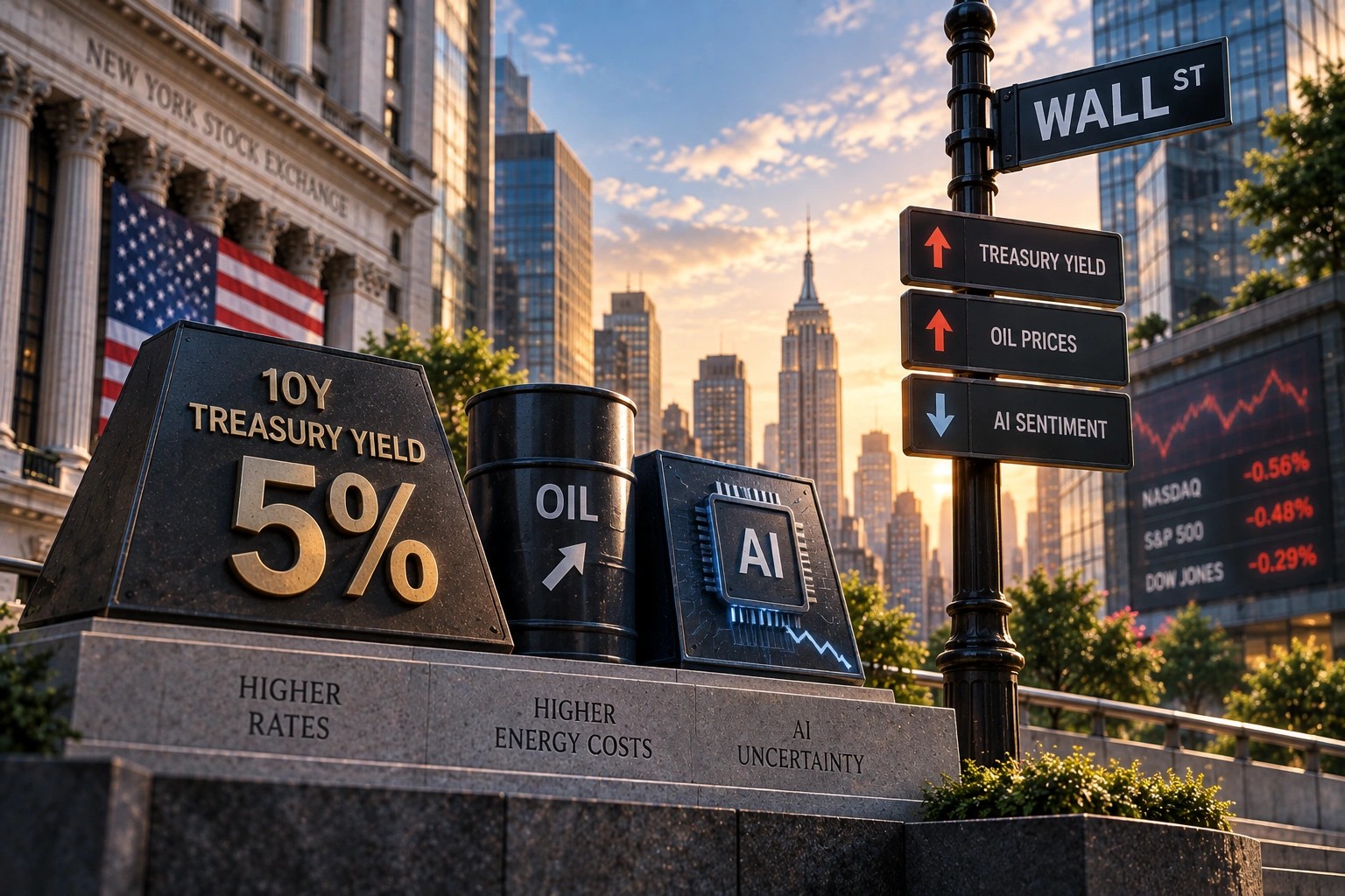 Wall Street Jatuh, Yield 5% Jadi Alarm Pasar